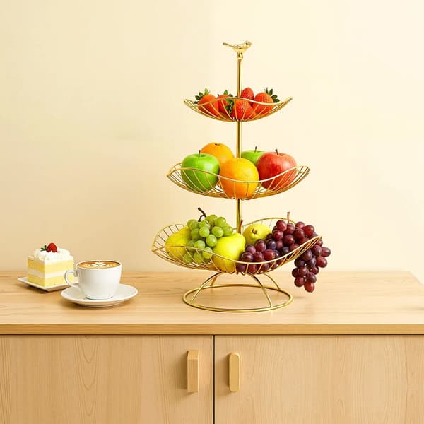 Frugtholder, 3-lags design, pladsbesparende løsning,GUL
