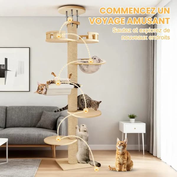 Kattträd, 6-nivådesign, justerbar höjd,1 Set