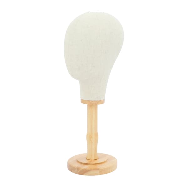 Mannequin Hoved, Robust Træbase, Borddesign,Beige
