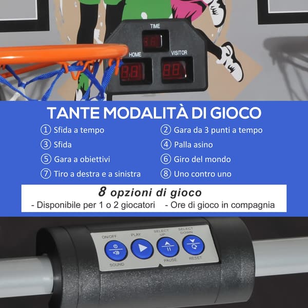 Basketballkurv, LED-scoretavle, 8 spiltilstande,sort