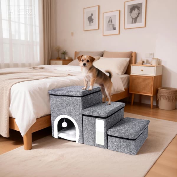 Hundtrappor, Multifunktionell Design, Fällbar och Bärbar,GRÅ