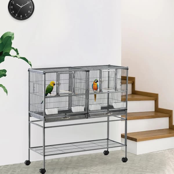 Fågelbur, Rymlig Design, Lätt Åtkomst,L, GRÅ