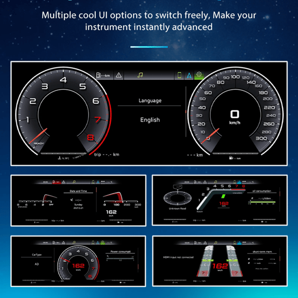 Digital Dashboard Cluster, 10,25 tum Display, Smart Operativsystem, För A3 8V MQB