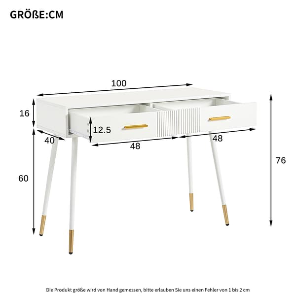 Dressing Table, Moderne Stil, 2 Opbevaringsskuffer,100×76×40 cm
