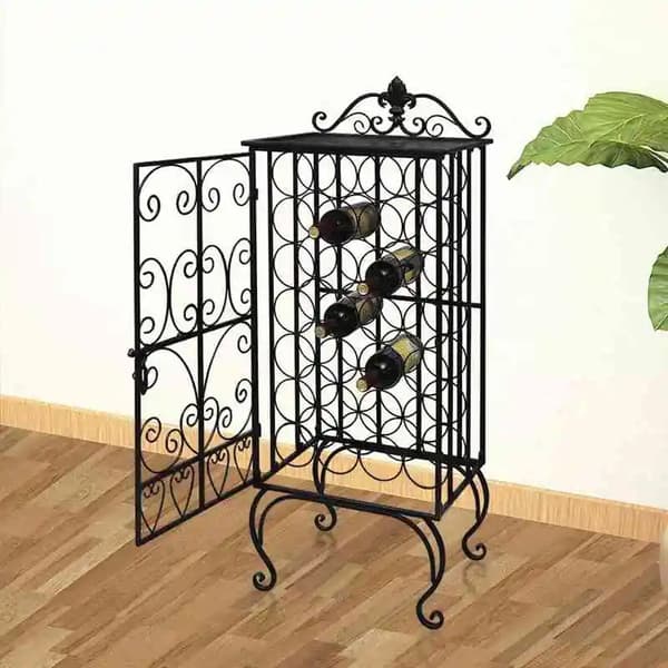 Flaskeholder, Metal, Egnet til Moderne Stue og Spisestue,sort