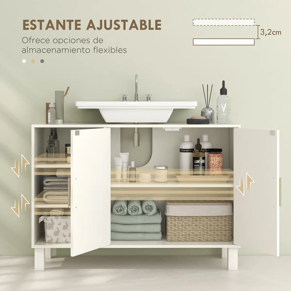 Badrumsskåp, Modern Design, Justerbara Hyllor, VIT