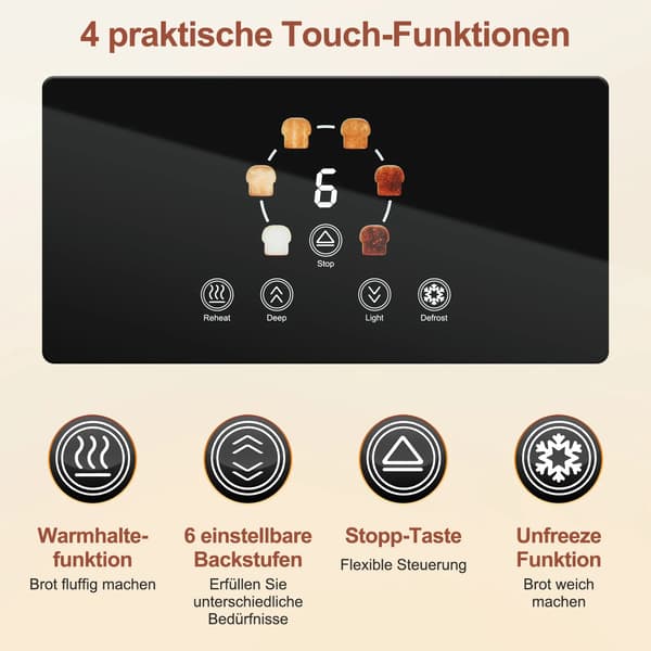 Brödrost, Rostfritt Stål, LCD Touch Display,Silver