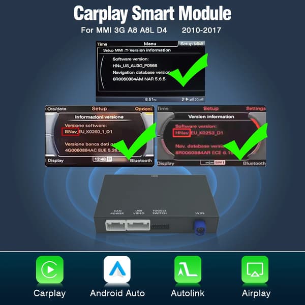 Trådlös Carplay Android Auto Retrofit Decoder, Enkel Installation, Överlägsen Ljudkvalitet,För A8 A8L D4 2010-2017