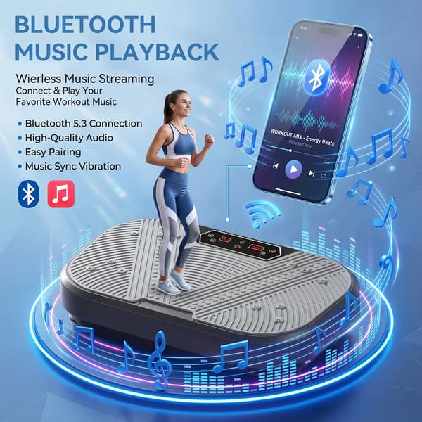 Vibrationsplade Maskine, 120 Hastighedsniveauer, Bluetooth Lyd,grå