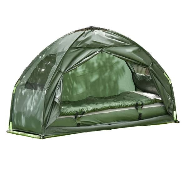 Trekkingtält, campingkåta set, sovsäck ingår,armégrön