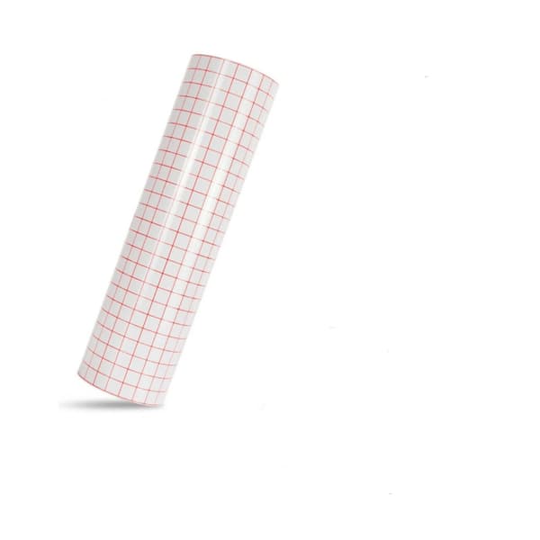 Överföringstejp, Klar Vinyl, Medium Tack,12inx30ft, Röd Rutnät