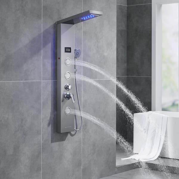 Duschpanel, LED-belysning, samtida design,Ljusgrå