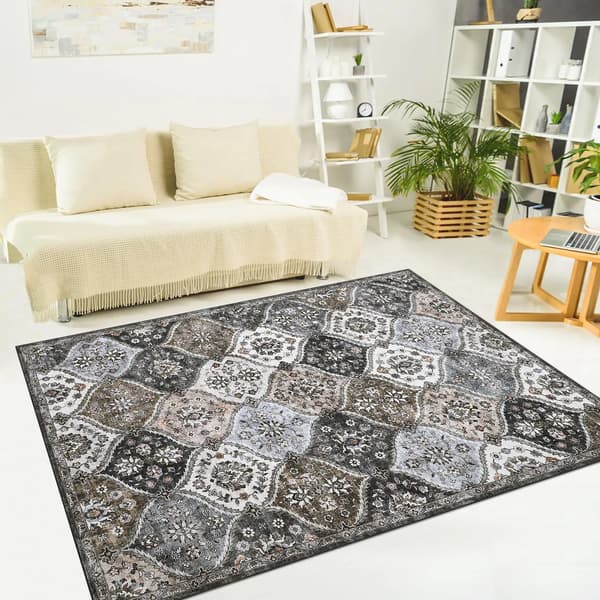 Område tæppe, vaskbart, slidt design,Kaffe 120X170Cm