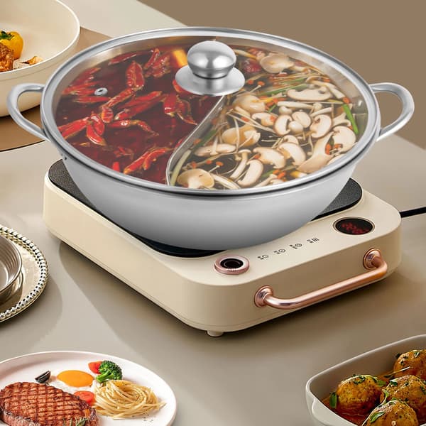 Hot Pot, 2-i-1 Divider, Multifunktionell Kokkärl,silver