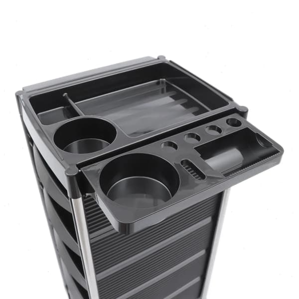 Salonvogn, 6-lags design, 360° drejbare hjul,sort