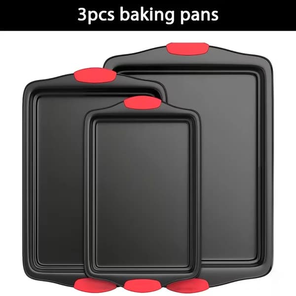 Bakformset, Kolstål, Non-Stick Beläggning,3PCS Stekpanna