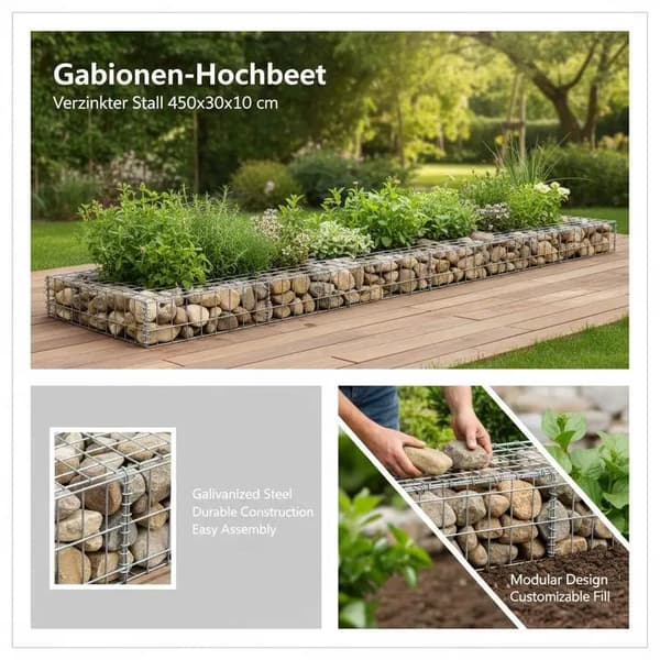 Planter, Hævet Design, Holdbart Galvaniseret Stål,hær grøn