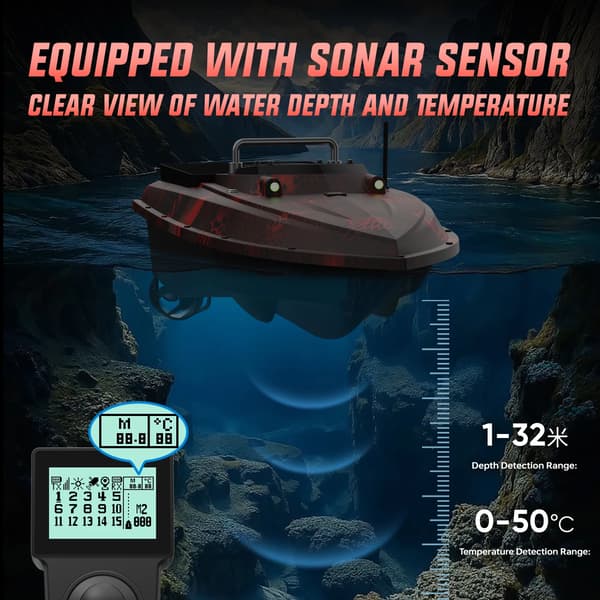 Bait Boat, Sonar Sensor, Trådløs Kontrol,GPS+Med Sonar Sensor