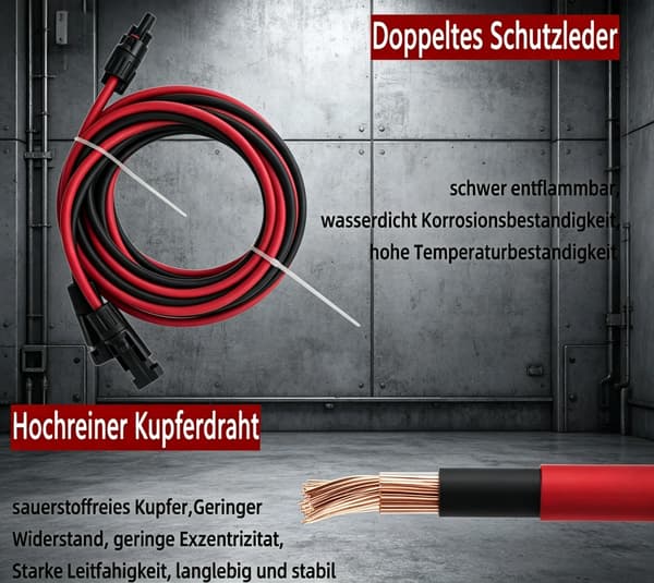 Solkabel, 10 Meter Lang, Holdbart UV-Bestandigt Materiale,10m