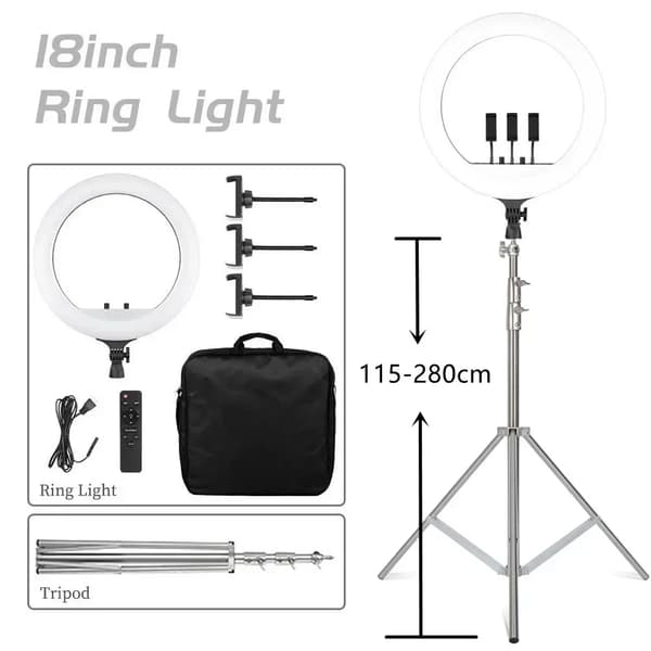 Ringlampa, dimbar ljusstyrka, justerbart stativ,280cm stativ