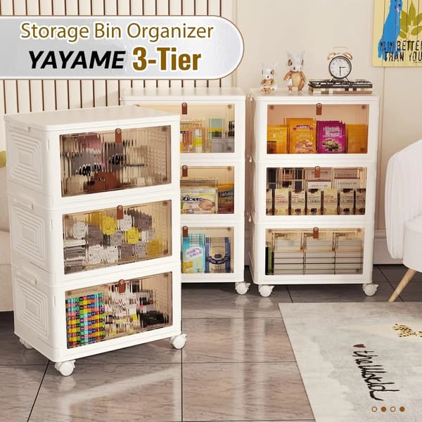 Opbevaringsboks, Stabelbar, Sammenklappelig Design,Hvid