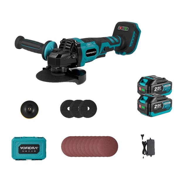 Vinkelslip, Borstlös Motor, Variabel Hastighet,2xBatteri Set