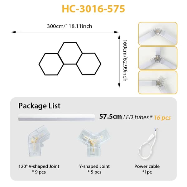 Garage Lys, Hexagonal Design, Energi Effektiv LED,HC-3016-575