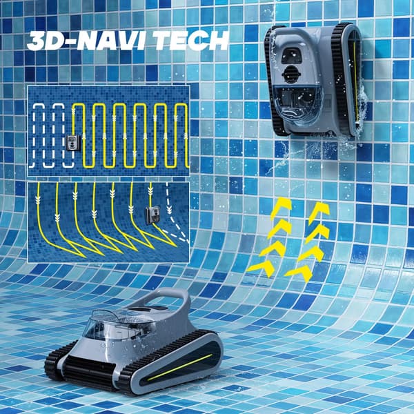 Robotdammsugare för pool, kraftfull sug, sladdlös design,Grå
