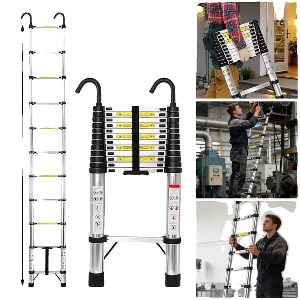 Teleskopstige, Heavy Duty, Pladsbesparende Design,5.1m