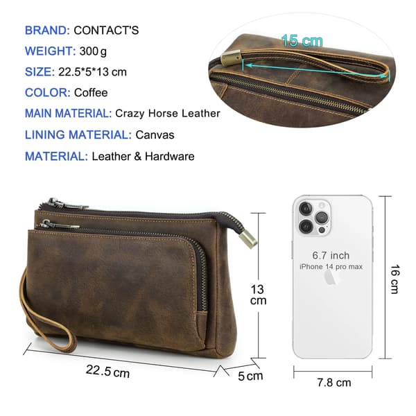 Clutch Taske, Ægte Læder, Casual Stil,Kaffe