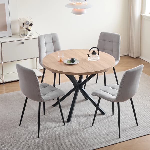 Matbord Set, Rund Design, Modern Minimalistisk Stil,Mörkgrå-set