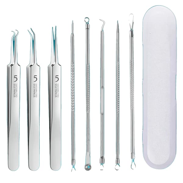 Aknefjerningsværktøjssæt, Rustfrit Stål, Ergonomisk Design,8PCS