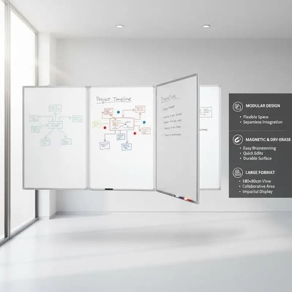 Whiteboard, Tre-panel design, Pladsbesparende sammenklappelig,hær grøn