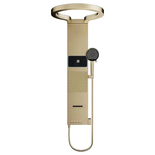 Duschpanelsystem, Multifunktionella vattenutlopp, LED-temperaturdisplay,Guld