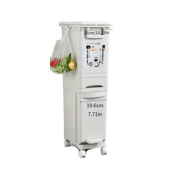 Affaldsbeholder, 32L kapacitet, pladsbesparende design,32L, Beige