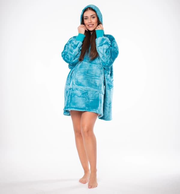 Hooded Blanket Sweatshirt, Oversized Komfort, Mångsidig Användning,Blå