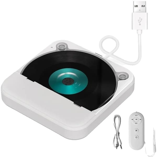 Bil CD-afspiller, AUX og USB-forbindelse, bærbart design,HVID