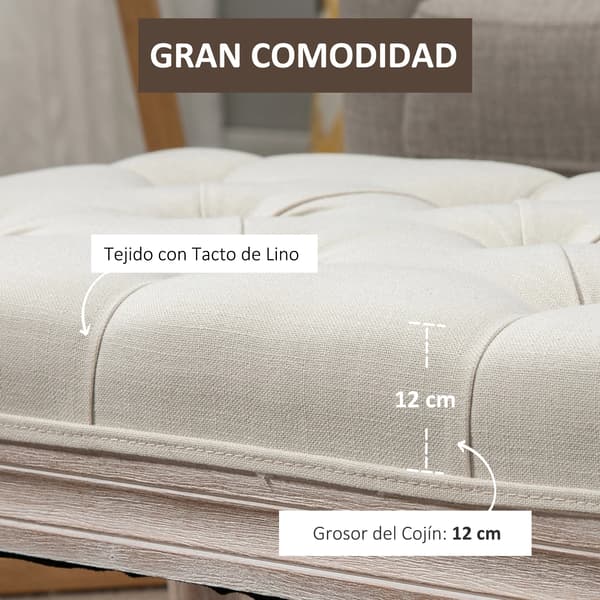 Sängbord, Klädd Design, Robust Trästruktur, Beige