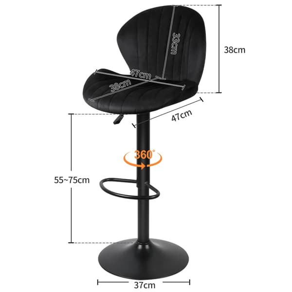 Barstol, Justerbar Højde, Samling Påkrævet, Ergonomisk Design,sort