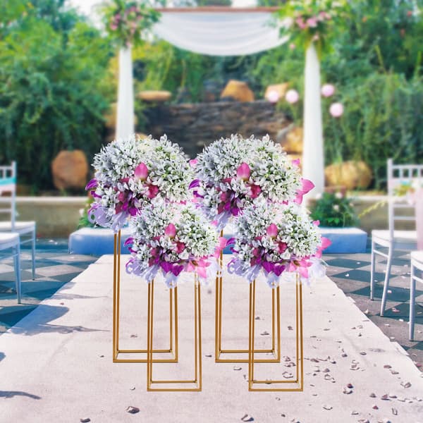 Blomsterstand, Metal Konstruktion, Sæt af 4,L, Guld
