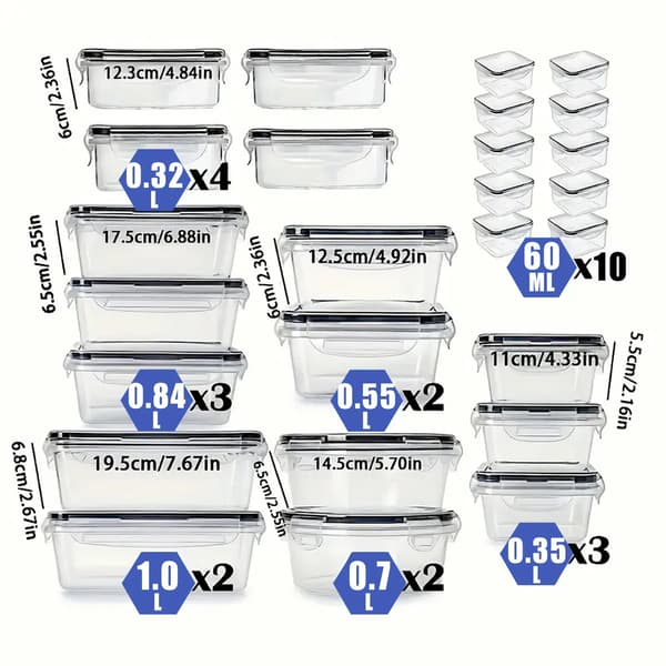 Madopbevaringsbeholdere, Lufttæt Forsegling, Stabelbart Design,Sort-26PCS