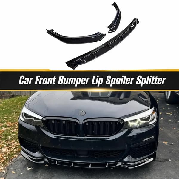 Front Bumper Lip, Aerodynamisk Design, Nem Installation,Glansfuld sort