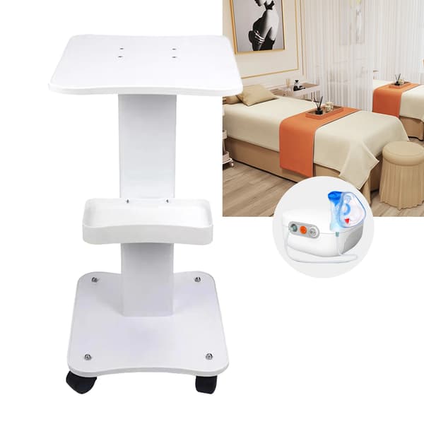 Skönhetstrolley, 3-nivådesign, 360° tysta hjul,vit