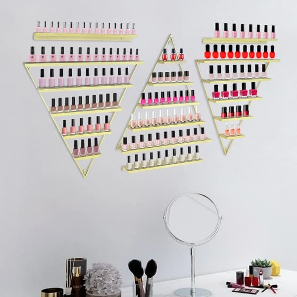 Nagellackställ, Väggmonterad Design, Modern Järnkonstruktion,Guld