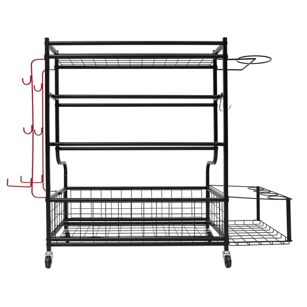 Sportsudstyrsstativ, Holdbart kulstofstål, Pladsbesparende design,sort