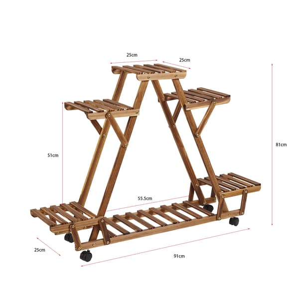 Växtställ, Mobilitetsfunktioner, Stilig Triangulär Design,Brun