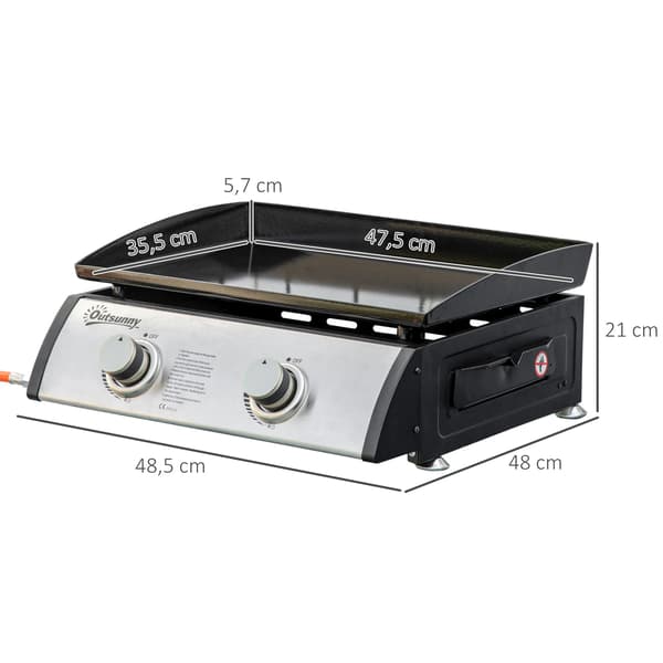 Gasolgrill, Två Brännare, Bärbar Design, Grå