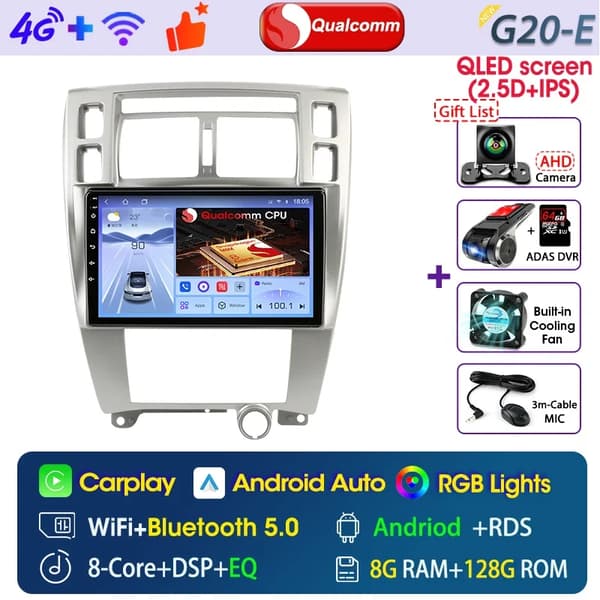 Bil Multimedia Afspiller, Touchskærm, Trådløs Forbindelse, kompatibel med Hyundai Tucson 2004-2009 Android,G20-E-ADAS DVR