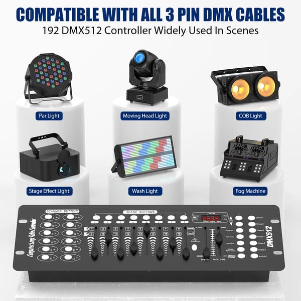 DMX-controller, 192 kanaler, indbygget mikrofon,EU stik