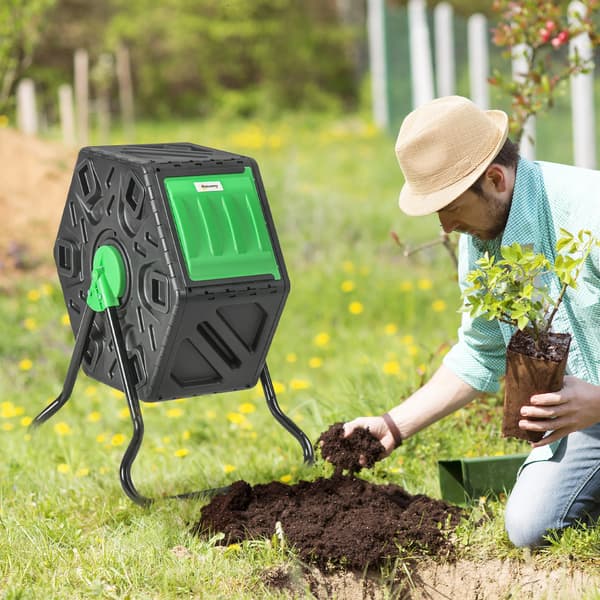 Kompostbeholder, 65 Liter Kapacitet, 360° Drejefunktion,sort